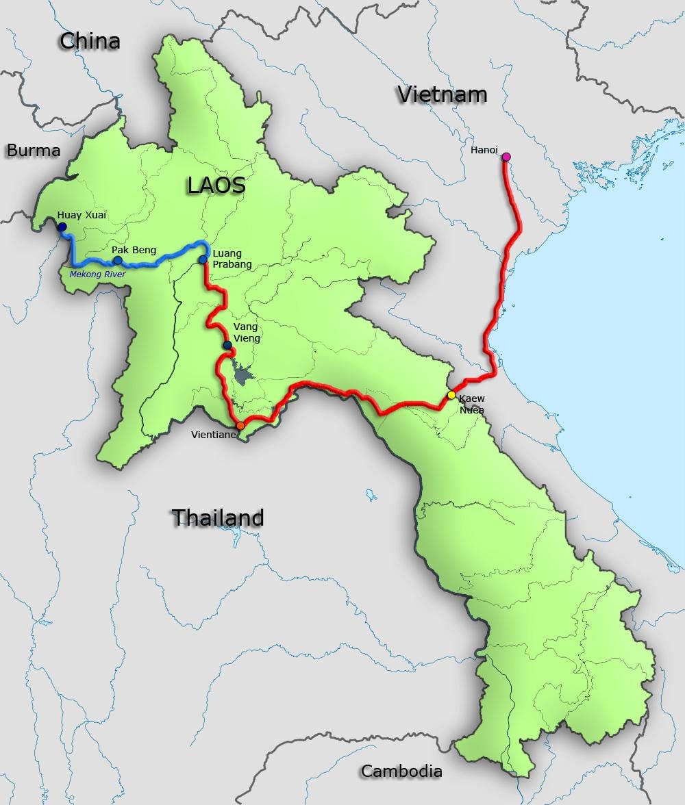 lumit mekong në laos hartë